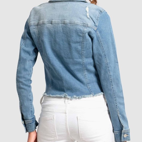 OLGYN Women’s Medium Blue Denim Embroidery Jacket - Picture 2 of 5